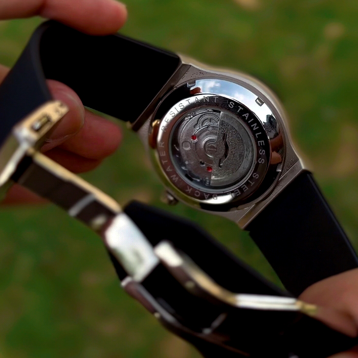HUB Titanium-Silver Semi Automatic Watch | Fully Functional Date & Skeleton Dial